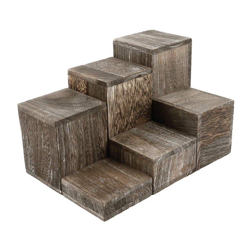 [Australia] - Mooca Wooden 6 Pcs Square Risers for Display Jewelry and Accessories Display Stand Wooden Display Risers, Wood Jewelry Risers Wood Figurine Display Risers, Coffee 
