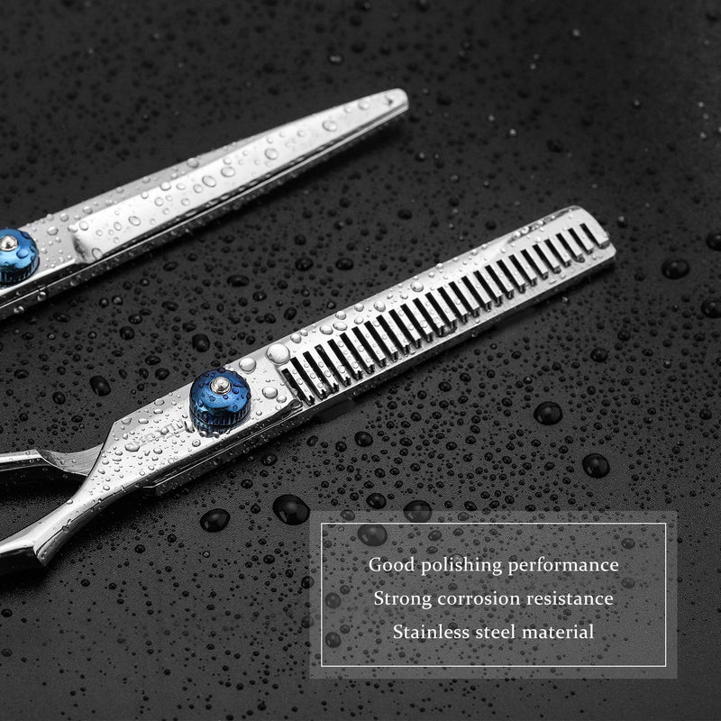 [Australia] - Futone Hair Cutting Scissors Shears Set, Hairdressing Scissors Kit, Hair Trimming Scissors, Texturing Thinning Shears with Grooming Comb, Hair Thinning Comb, For Barber Salon Home Shears Kit (8 PCS) 