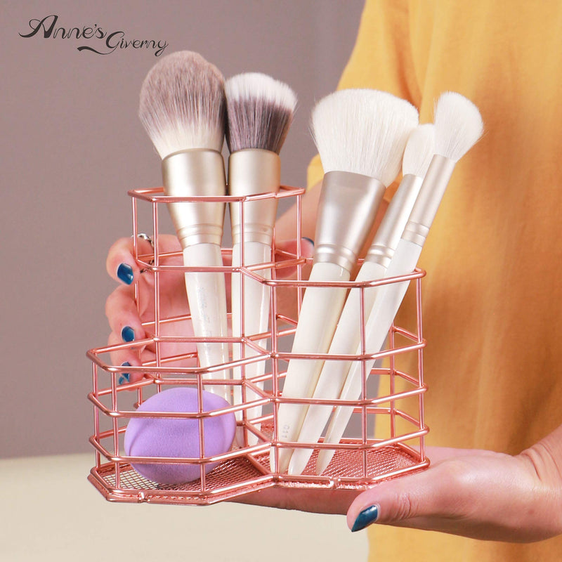 [Australia] - ANNE'S GIVERNY Makeup Brush Holder Metal Organizer Golden Rose Cosmetic Storage Beauty Sponges Blender holder Display 