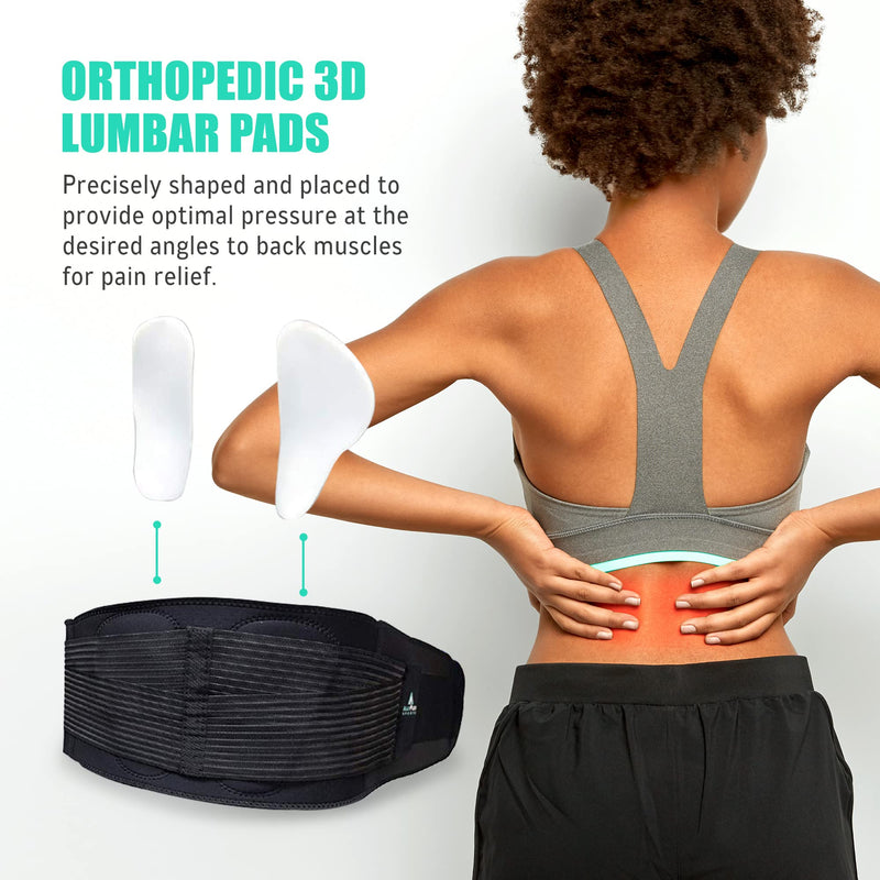 [Australia] - AllyFlex Sports Back Brace for Heavy Lifting Safety Belt, 3-Way Adjustable Suspenders with Dual Lumbar Pads for Lower Back Support and Injury Prevention, Large L (37''-45'') 