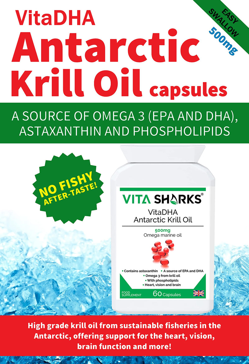 [Australia] - VitaDHA Antarctic Krill Oil a Potent Source of EPA, Astaxanthin & DHA for Brain Function, Heart Health, Blood, Hair, Skin, Joints, Connective Tissues & Liver | Cod Liver Oil Alternative 