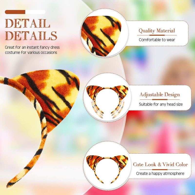 [Australia] - Animal Ears Headband Jungle Animal Fabric Hair Headband Fancy Dress for Costume Party Decoration Accessory, 2 Packs (Tiger) 