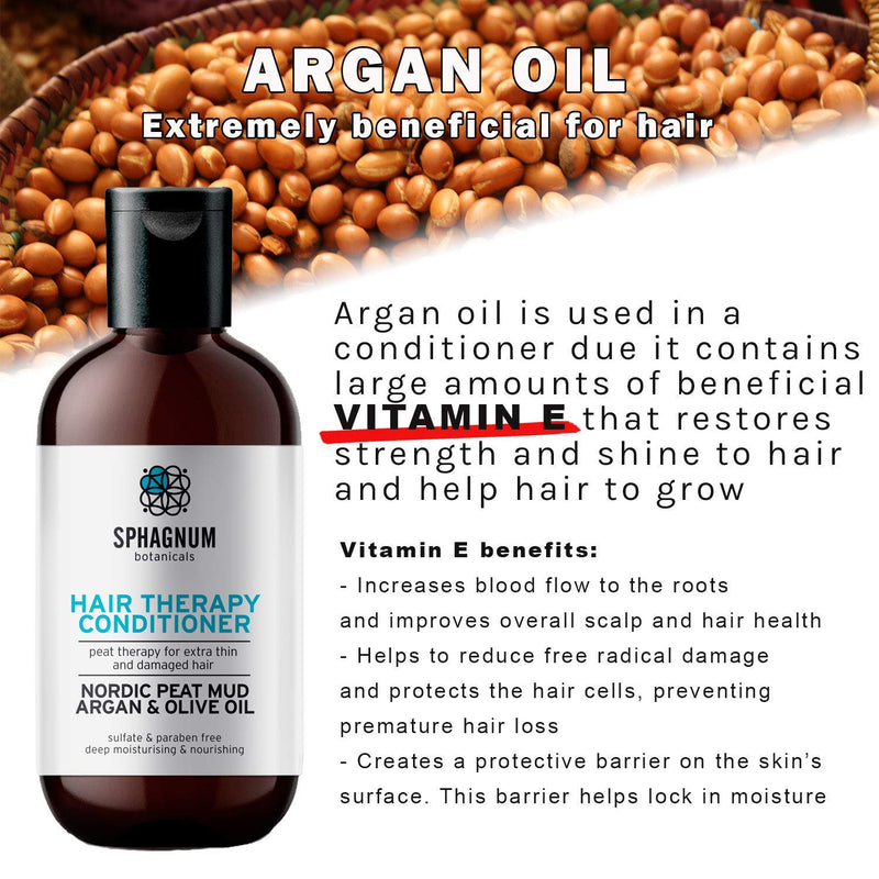 [Australia] - Natural Argan & Olive Oil Conditioner - Effective Peat Mud Treatment for Thin, Dry and Damaged Hair. Best Hypoallergenic Organic Minerals for Silky Hair. Pregnancy Safe. Paraben, Sulfate Free. 