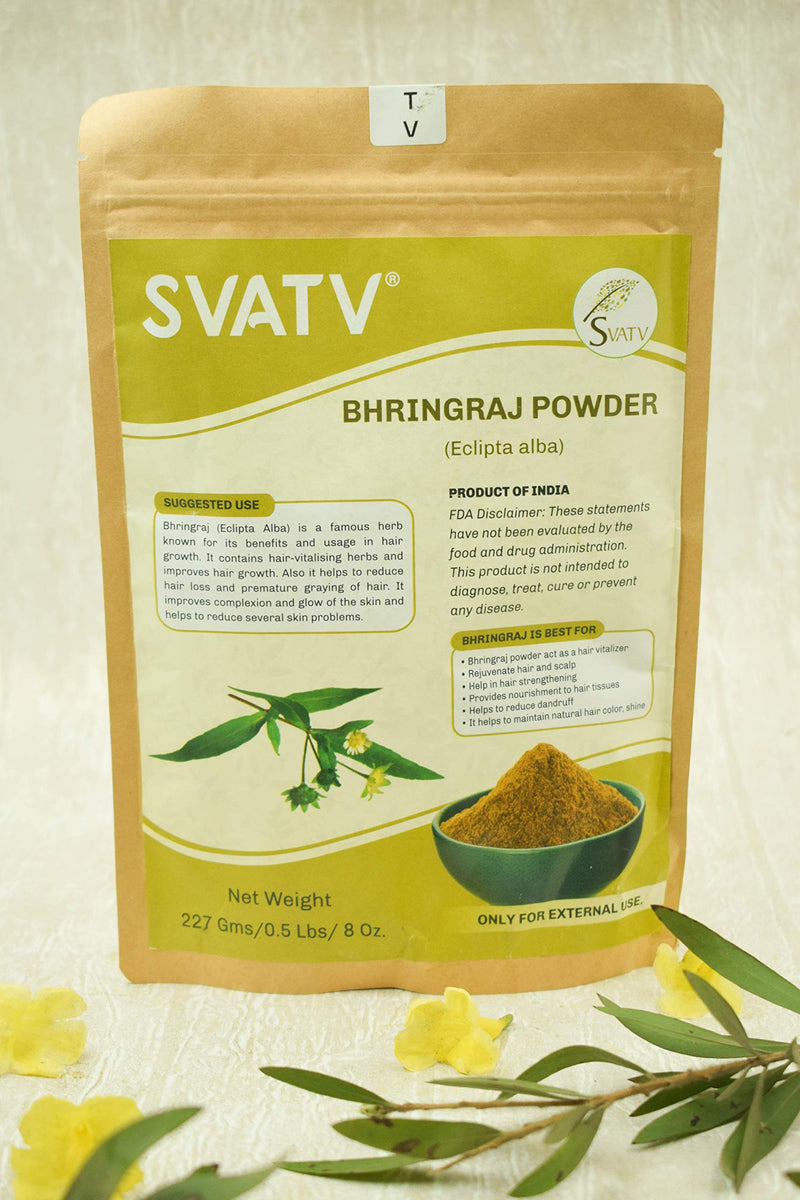 [Australia] - SVATV Natural Bhringraj Powder (Eclipta Alba) for Silky & Soft Hair Care | Promote Hair Growth | Increases Hair Thickness | Ayurvedic Hair Products - 227g, 8oz 