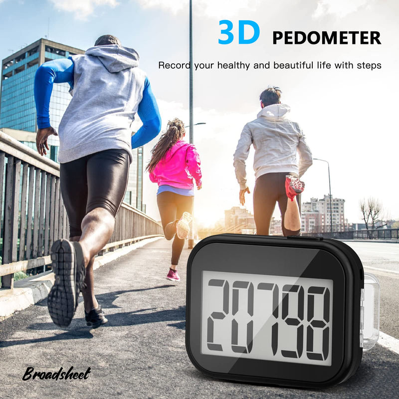 [Australia] - Pedometer for Walking, Step Counter for Women, Removable Clip On Step Tracker for Seniors, Kids, Men, with Large Display and Lanyard black 
