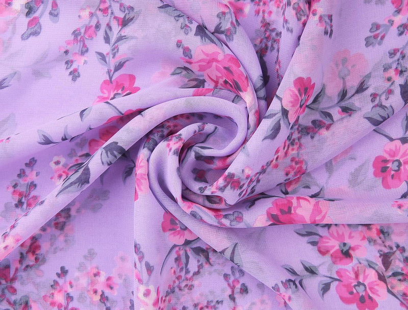 [Australia] - uxcell Long Chiffon Floral Scarves Lightweight Beach Sunscreen Swimwear Wrap Shawls for Women 63"x20" Light Purple 