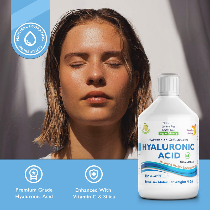 [Australia] - Swedish Nutra Hyaluronic Acid - Pack of 500ml, 20 Day Supply | Sugar Free Lemon Flavour | Bringing Hydration & Moisture on a Cellular Level | 100% Natural Flavour | High Absorption Rate 