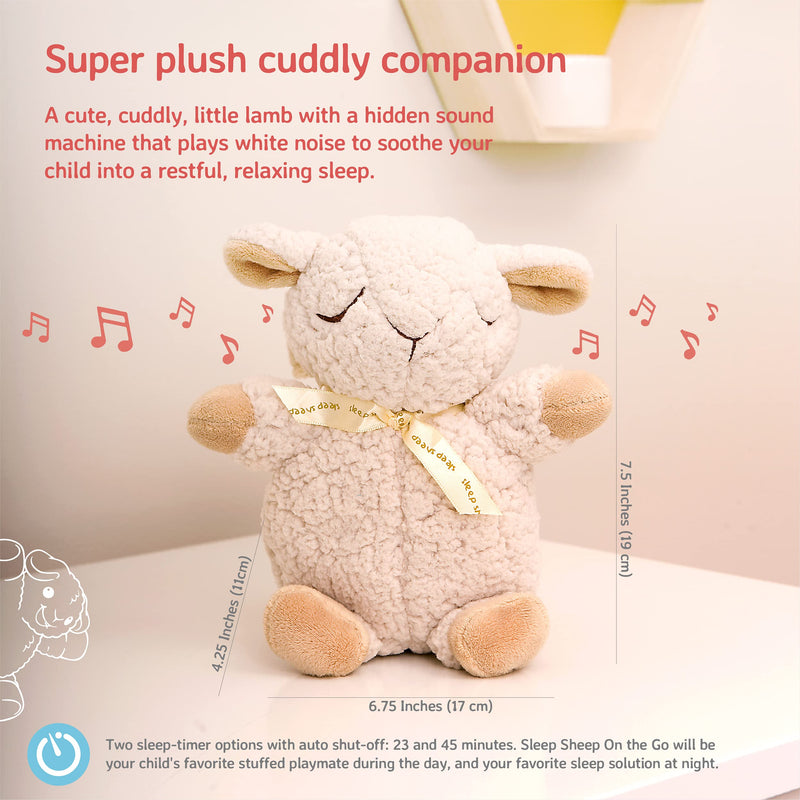 [Australia] - Cloud b Travel Soothing Sound Machine | Cuddly Stuffed Animal | 4 White Noise | Auto-Shutoff | Travel Sleep Sheep on the Go Beige 
