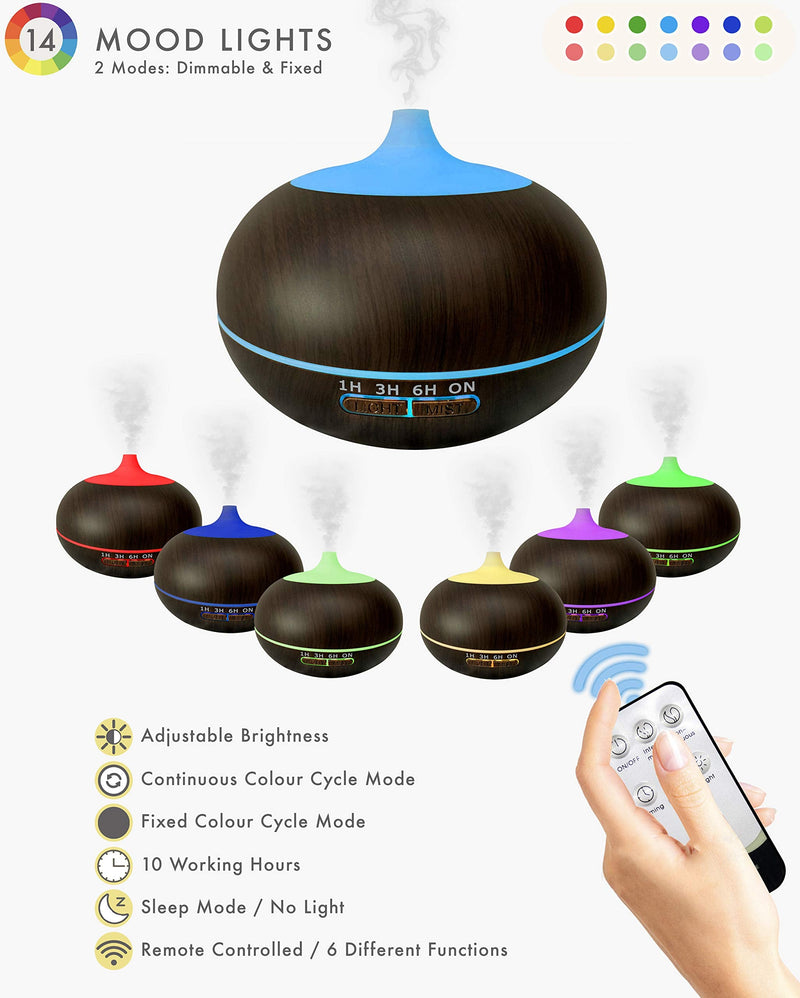 [Australia] - Essential Oil Diffuser 550ml (UK Company) 10HR+ Aromatherapy Fragrance Scent Aroma Humidifier Air Purifier 