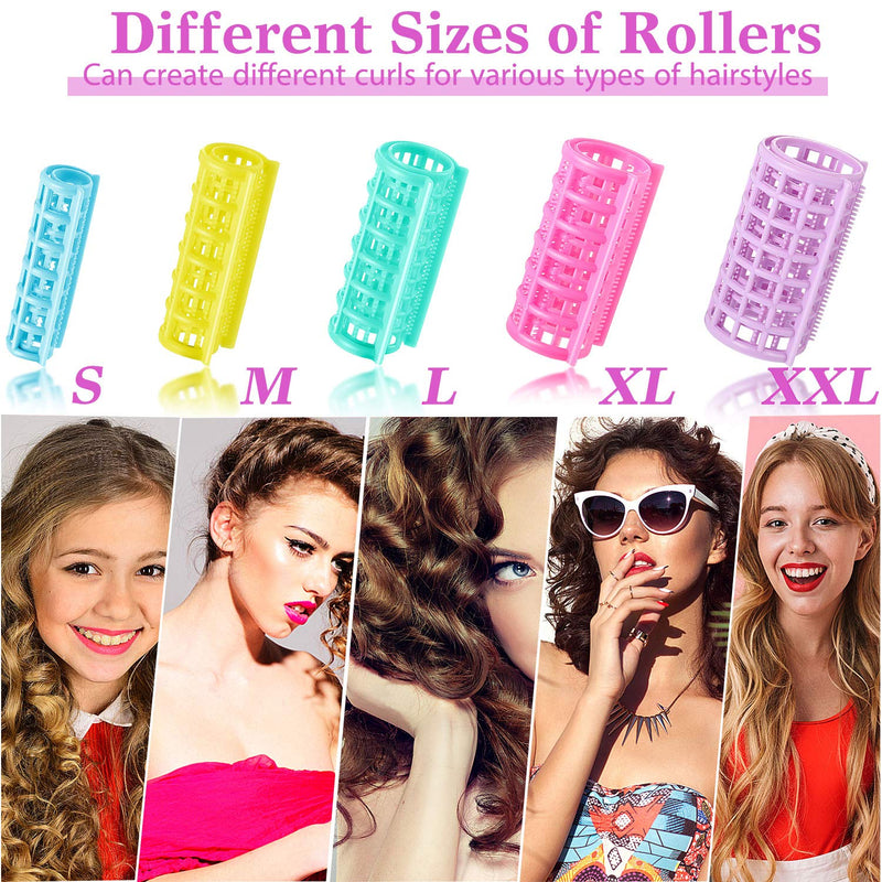 [Australia] - 30 Pieces Plastic Hair Rollers Curlers Snap on Rollers Self Grip Rollers Hairdressing Curlers No Heat Hair Curlers for DIY Hairdressing Hair Salon Hair Barber, 5 Sizes 