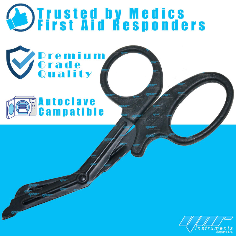 [Australia] - YNR Paramedic Vet EMT EMS Trauma Shears Nurses Utility Bandage Fire Rescue First Aid Medical Scissors Full Black CE (Full Black, 7.5") 
