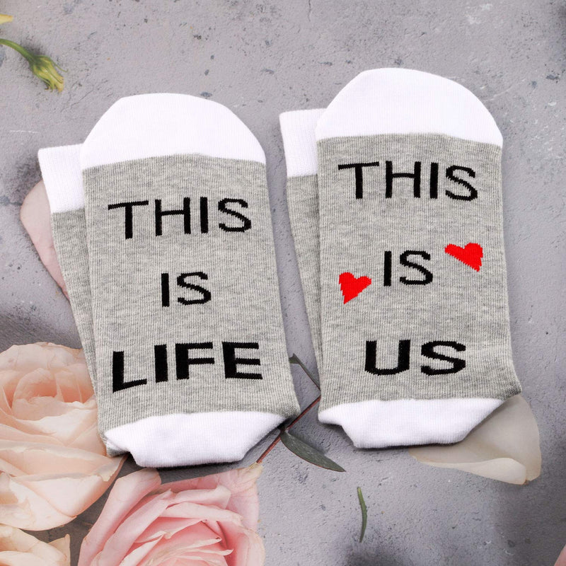 [Australia] - PYOUL 2 Pairs This is Life This is Us Socks Lover Socks for Wedding Gift or Valentine's Day 