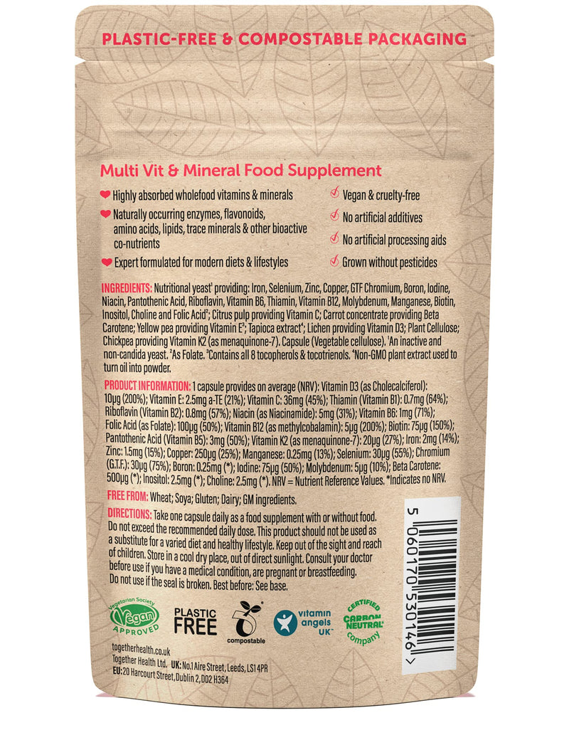[Australia] - Multi VIT & Mineral � Together Health � Everyday Nutrient Top-Up � 24 Whole Food & Plant-Based Nutrients � Vegan Friendly � Made in The UK � 30 Vegecaps 30 Count (Pack of 1) 