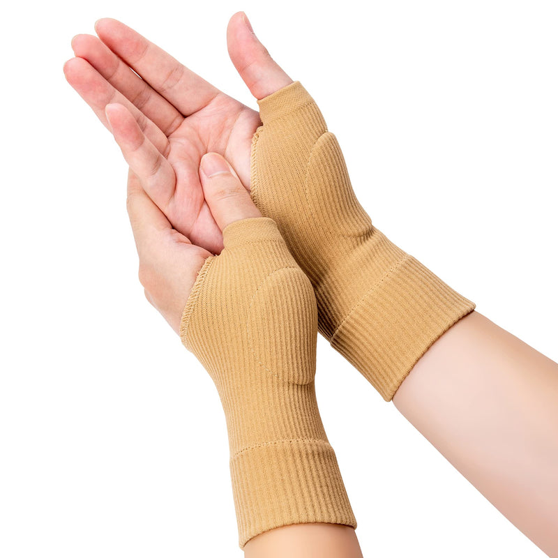 [Australia] - DropSky [4pcs] Gel Wrist Thumb Support Braces Soft with Gel Pad, Breathable Design, Relief Pain Carpal Tunnel, Arthritis Thumb, Fits Both Hands, Lightweight Support (Nude) Nude 