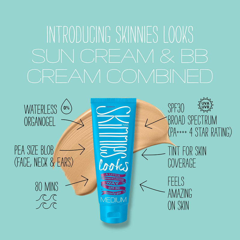 [Australia] - Skinnies LOOKS SPF30 Medium Tint, Broad Spectrum, Water Resistant, 75ml 