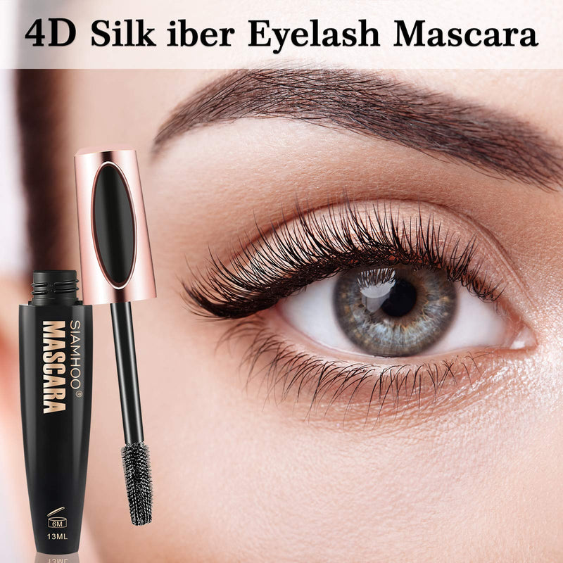 [Australia] - SIAMHOO 4D Silk Fiber Eyelash Mascara Black Mascara for Thickening and Lengthening Waterproof Mascara No Smudge for Women (Intense black - 3pcs) 