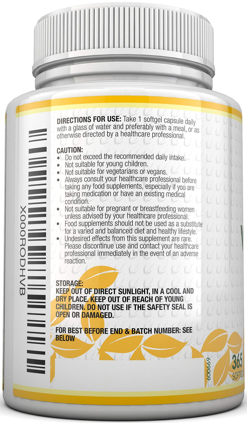 [Australia] - Vitamin D 3000 IU 365 Softgels (Full Year Supply) | Triple Strength Vitamin D3 Supplement | High Absorption Cholecalciferol | Gluten & Dairy Free by Nu U Nutrition 