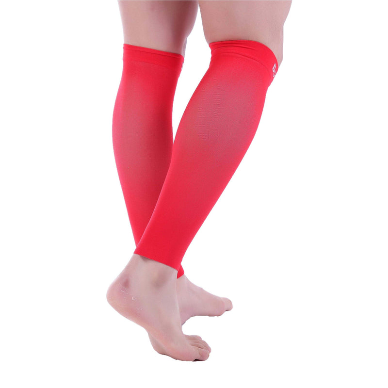 [Australia] - Doc Miller Calf Compression Sleeve Men and Women - 20-30mmHg Shin Splint Compression Sleeve Recover Varicose Veins, Torn Calf and Pain Relief - 1 Pair Calf Sleeves Red Color - Large Size 