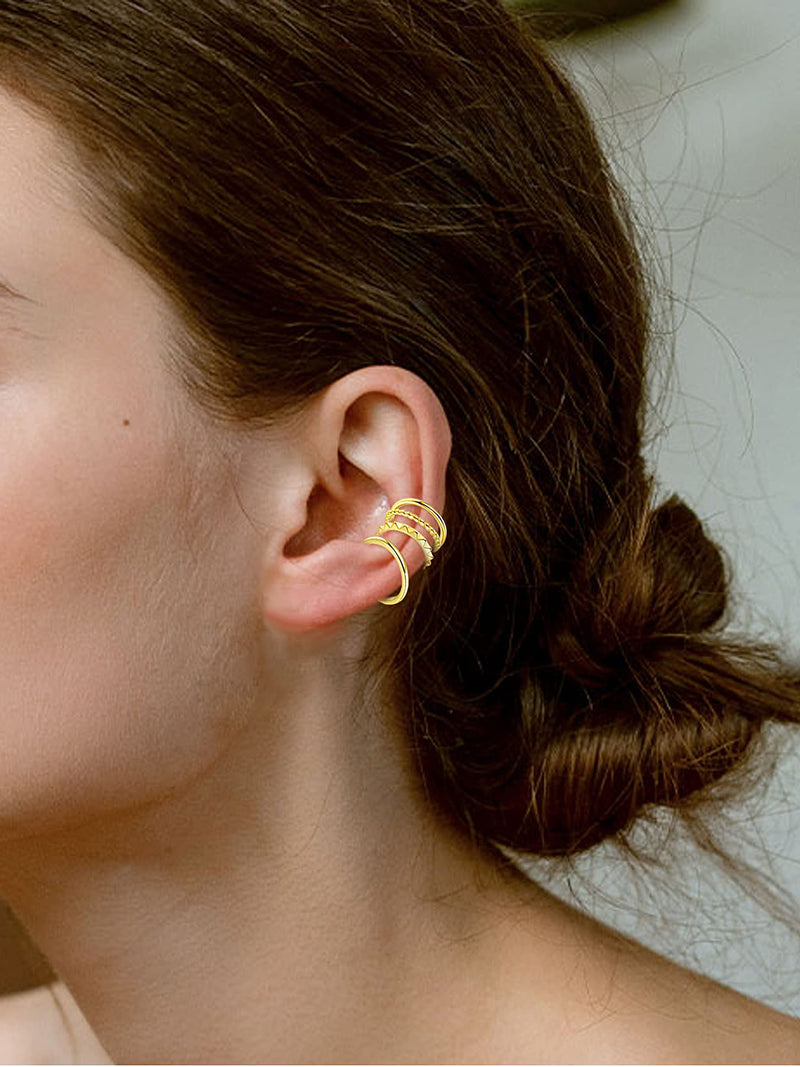 [Australia] - Thunaraz 20 PCs Ear Cuffs Earrings Adjustable for Women Men Fake Helix Cartilage Cuffs for Non Pierced Ears Leaf Flower Clip On Wrap Earring Set Gold/Silver/Rose Gold 