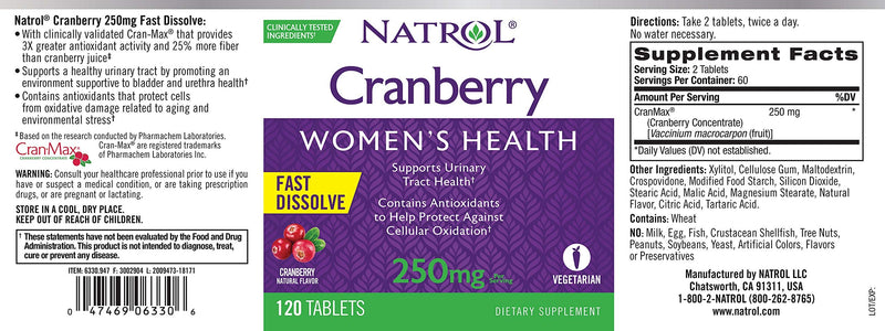 [Australia] - Natrol Cranberry Fast Dissolve Tablets, 250mg, 120 Count 120 Count (Pack of 1) 