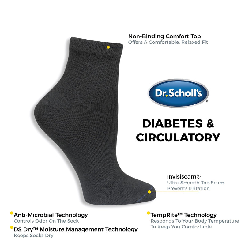[Australia] - Dr. Scholl's Women's Diabetes & Circulator Socks - 4 & 6 Pair Packs Ankle 6.5-12 White 