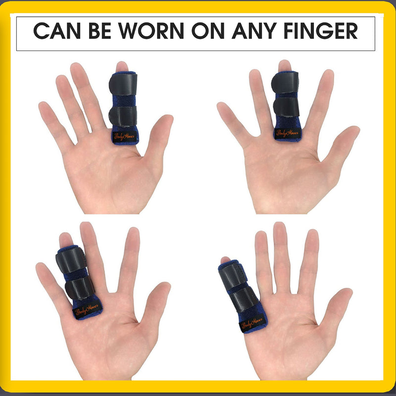 [Australia] - BodyMoves 2 Double sided solid support finger Splints plus 2 sleeves 2020 edition(Midnight Black) Midnight Black 