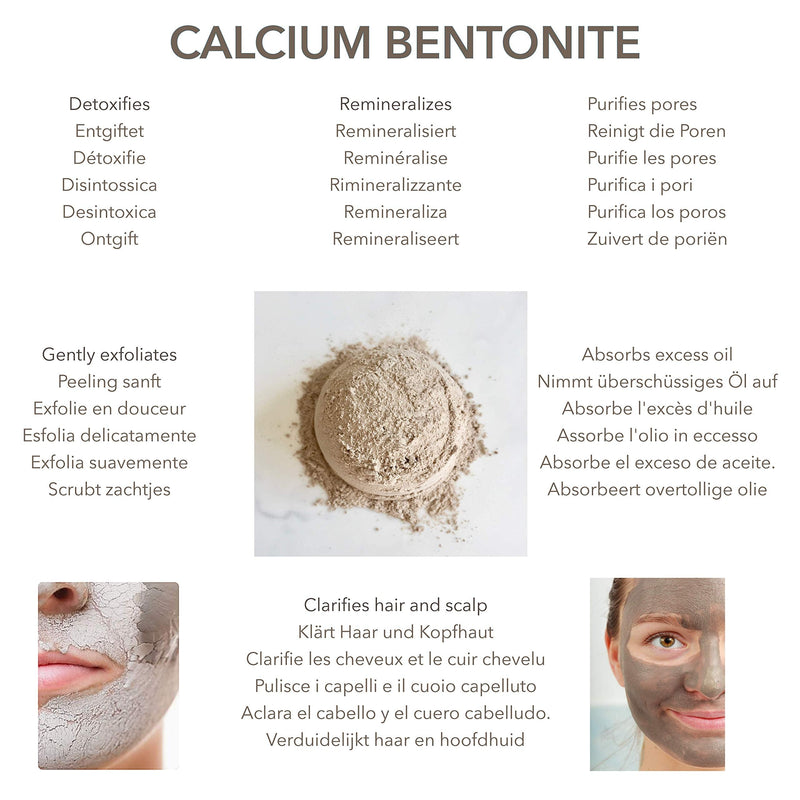 [Australia] - CALCIUM BENTONITE CLAY - 454 g - by POO FREE - COSMETIC GRADE - Deep Pore Facial Cleanser, Blackhead Remover & Pore Minimiser 100% Natural Face Clay Mask, Superfine, high purity, PH 6. 