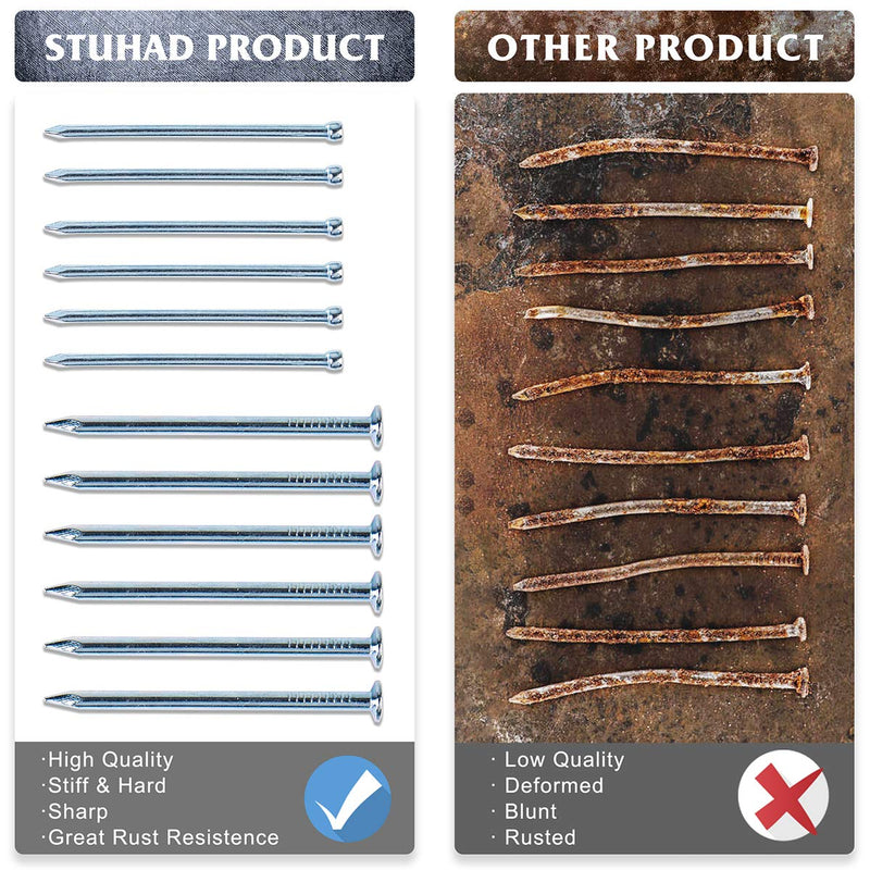 [Australia] - 400pcs Hardware Nails Assortment Kit, Picture Hanging Nails, Galvanized Nails, Small Nails for Hanging Pictures, 7 Size Assortment for Finish Nails, Wood Nails, Wall Nails 