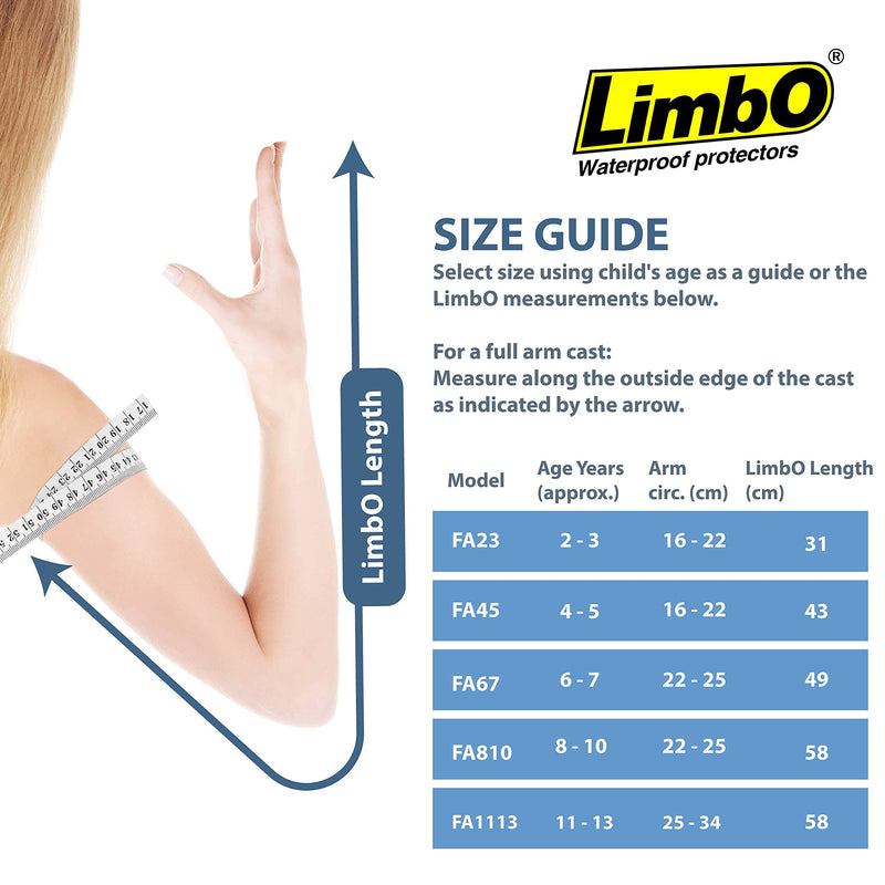 [Australia] - LimbO Waterproof Protectors Cast and Dressing Cover - Child Full Arm 2 to 3 Yrs (FA23: 16-22 cm Upper Arm Circ.) FA23: 2-3 Yrs 