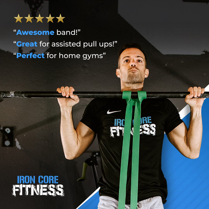 [Australia] - Iron Core Fitness Resistance Bands for Pull Up Assist- Strength Power Flexibility Training at Home or Gym. Ebooks and Workout Chart Included. #5 Green 
