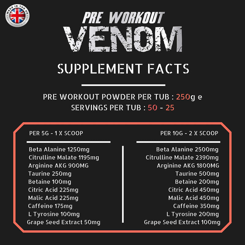 [Australia] - Pre Workout Venom 'Fruit Punch' - Pump Pre Workout Supplement by Freak Athletics - Elite Level Pre Workout Supplement - Pre Workout Powder Made in The UK - Available in Fruit Punch 