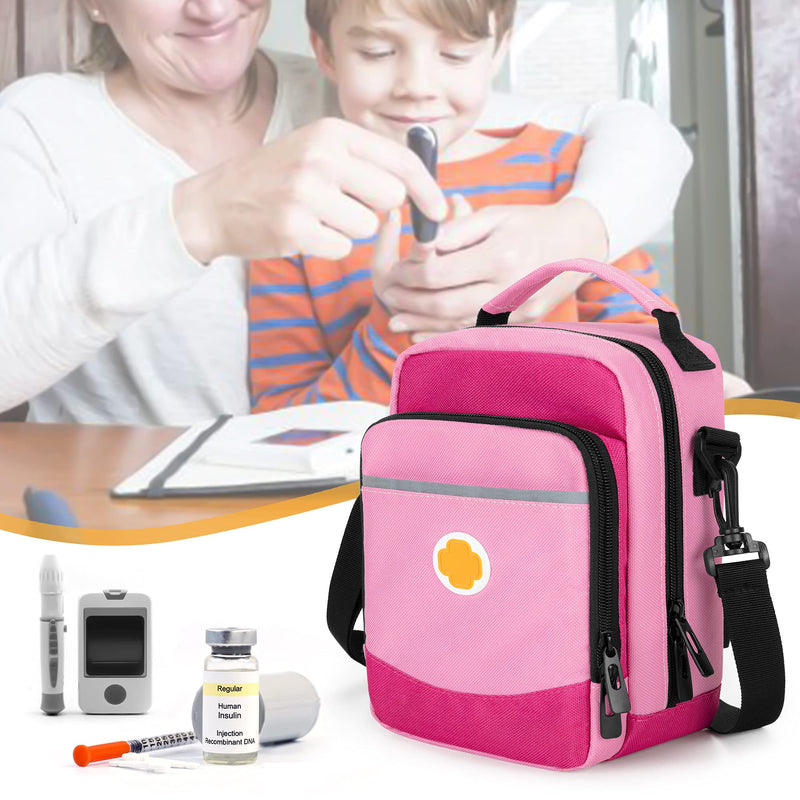 [Australia] - CURMIO Insulin Cooler Travel Case, Insulated Diabetes Supplies Bag with Shoulder Strap for Insulin Pens and Diabetic Supplies, Pink (Patented Design,Bag Only) 
