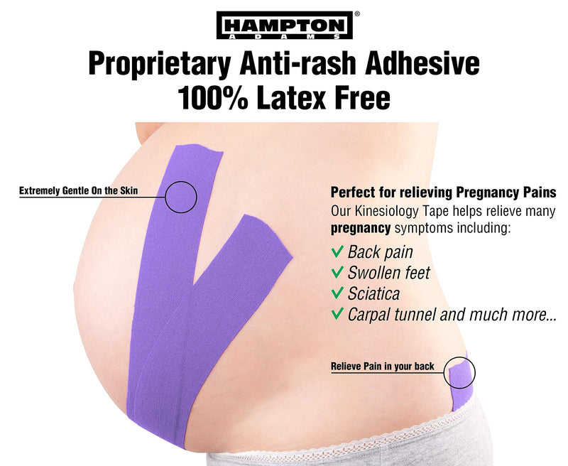 [Australia] - Hampton Adams (2 Pack) Kinesiology Tape for Physical Therapy Sports Athletes – Latex Free Elastic, 16ft Water Resistant Kinetic Uncut Kinesiology Tape for Knee Pain, Elbow & Shoulder Muscle - Purple 2 Count (Pack of 1) 