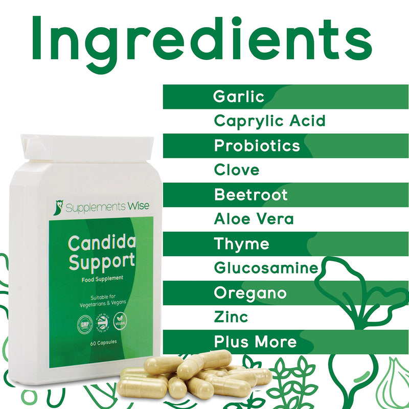 [Australia] - Candida Support, 60 Capsules - Thrush Treatment for Men and Women - Candida Treatment for Yeast Infections - Candida Complex Cleanse with Probiotics, Garlic, Caprylic Acid - Pessary, Cream Alternative 