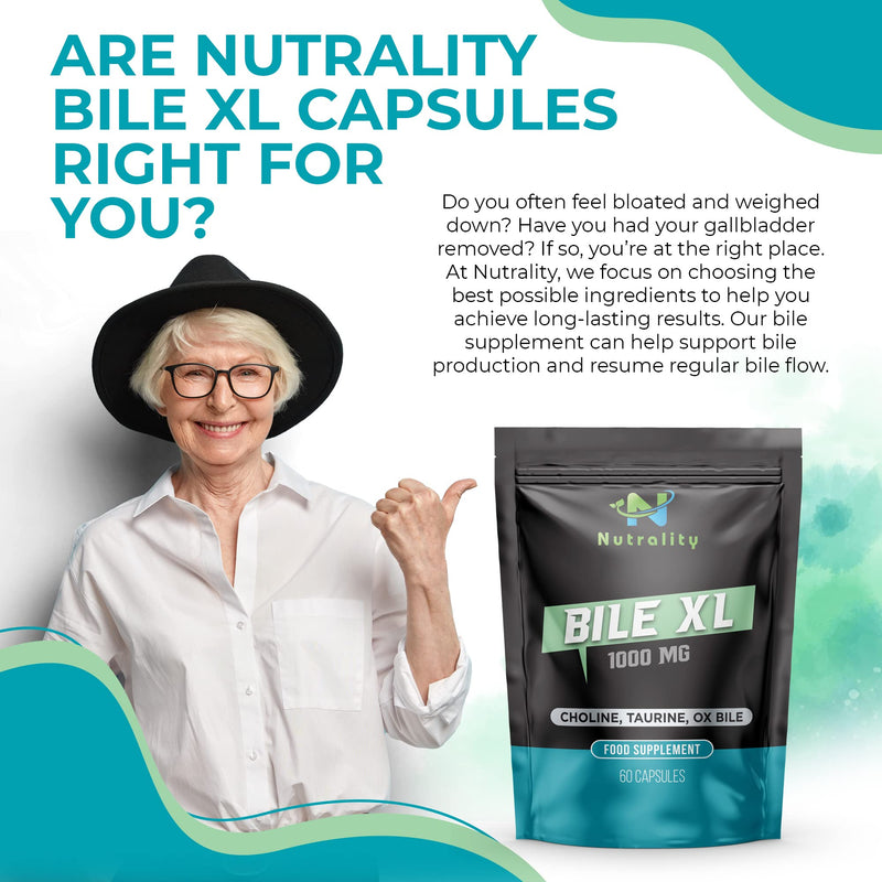 [Australia] - Nutrality Bile XL - 60 Capsules - Bile Supplement for Liver Detox - Gallbladder Supplements for Adults - 30-Day Supply - Natural Premium Quality 