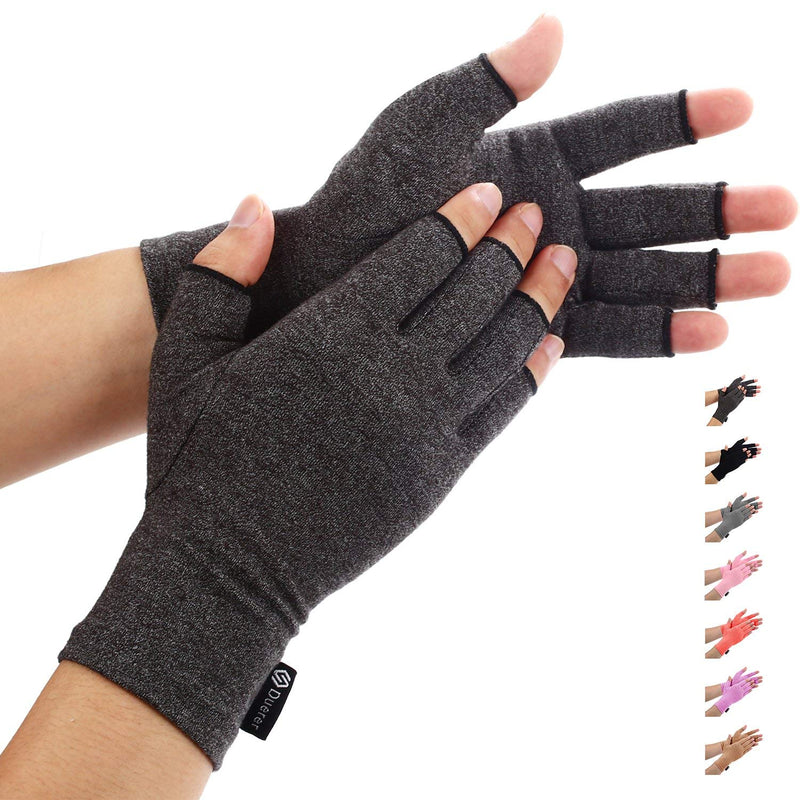 [Australia] - Duerer Arthritis Compression Gloves Women Men for RSI, Carpal Tunnel, Rheumatiod, Tendonitis, Fingerless Gloves for Computer Typing and Dailywork (Black, L) Large (1 Pair) Black 