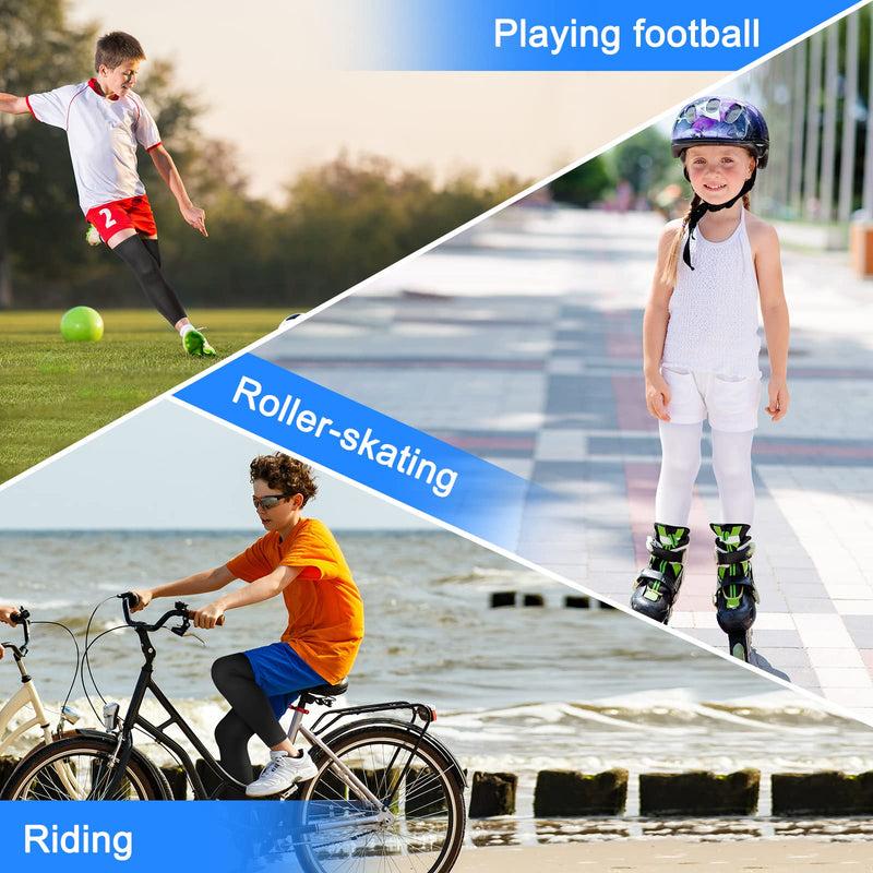 [Australia] - 4 Pieces Kids Long Compression Leg Sleeve UV Protection Full Length for Boy Youth Girl Sports Cycling Basketball (Size M) Size M 