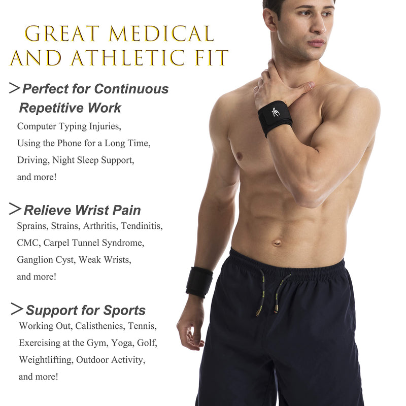 [Australia] - HiRui Wrist Compression Strap Wrist Brace Wrist Band Wrist Support for Fitness, Weight Lifting, Tendonitis, Carpal Tunnel Arthritis, Wrist Pain Relief, Wrist Wraps for Men Women, Adjustable (2 PCS) 