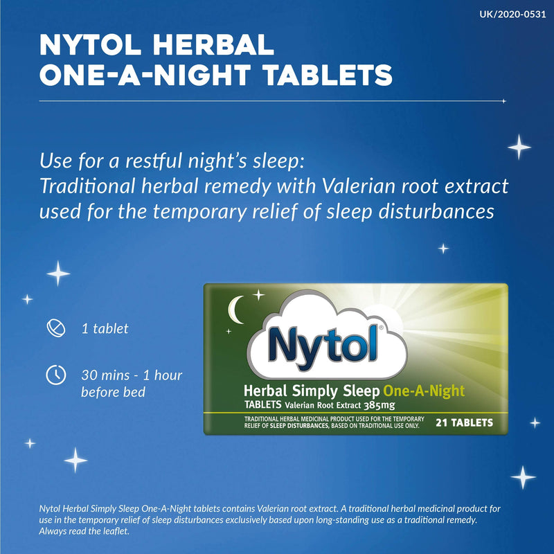 [Australia] - Nytol Herbal Simply Sleep One A Night Tablets - Traditional Herbal Remedy Used for Sleeplessness Relief - 21 Count (Pack of 1) 
