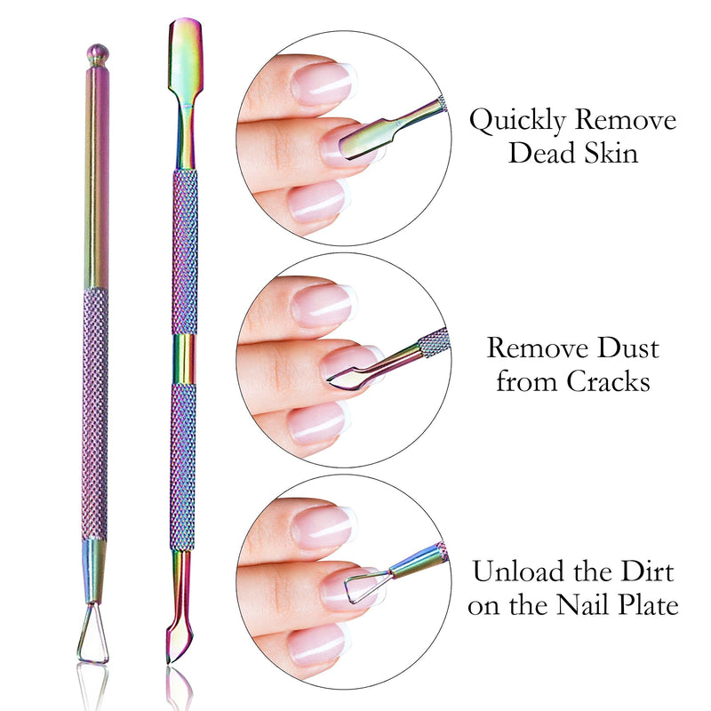 [Australia] - P2P Nails Cuticle Trimmer Set - Professional Pedicure and Manicure Tools - For Fingernail and Toenails - Stainless Steel Cuticle Nipper, Dual End Pusher, and Nail Polish Scraper 