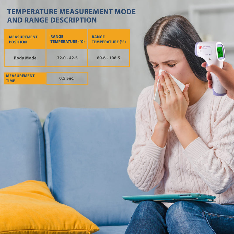 [Australia] - TPZ No Touch Infrared Forehead Thermometer | Non-Contact Digital Thermometer Suitable for Baby and Adult | Instant Temperature Checker | Room, Surface and Body Mode Thermometer | (1) 