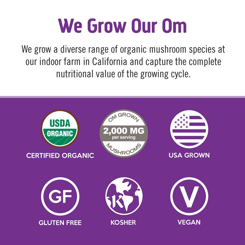 [Australia] - Om Mushroom Superfood Hot Chocolate Blend Mushroom Powder, Single Serve, 10 Count, Dutch Cocoa, 2g of Sugar, 25 Calories, Lion's Mane, Reishi, Chaga, Turkey Tail, Focus and Stress Support 10 Servings 