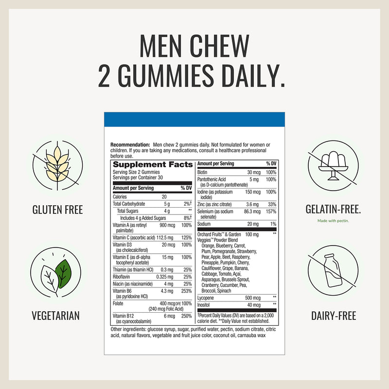 [Australia] - Nature’s Way Alive! Men’s Gummy Multivitamin, B-Vitamins, Delicious Fruit Flavors, 60 Gummies Men's 