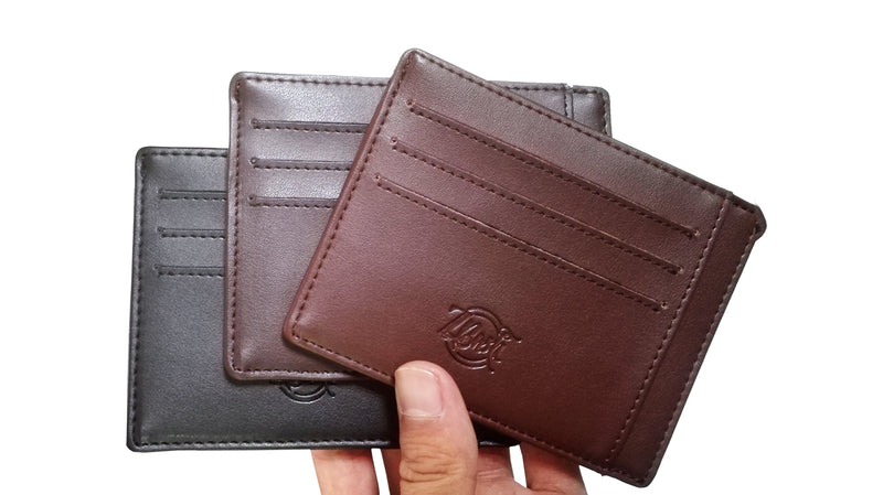 [Australia] - Front Pocket Minimalist RFID Blocking Slim Leather Wallet - With Easy Access Cash Compartment Black 