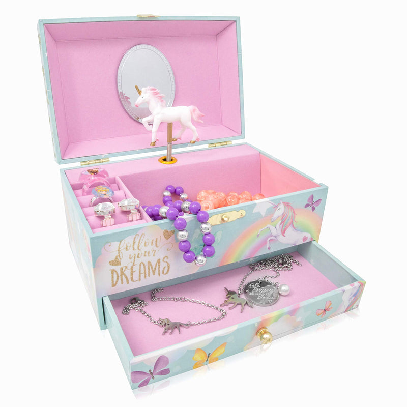 [Australia] - The Memory Building Company Unicorn Music Box & Little Girls Jewelry Set - 3 Unicorn Gifts for Girls 