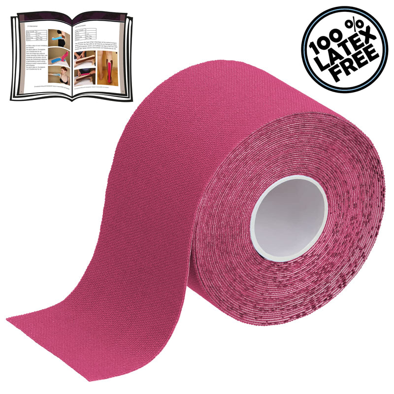 [Australia] - BB Sport 6 Rolls Kinesiology Tape Muscle Support Tape 5 m x 5 cm E-Book Application Examples Muscle Support Elastic Strapping Tape, Colour:Pink Pink 