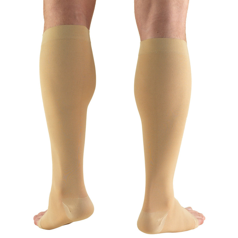 [Australia] - Truform 15-20 mmHg Compression Stockings for Men and Women, Knee High Length, Open Toe, Beige, Large Large (1 Pair) 