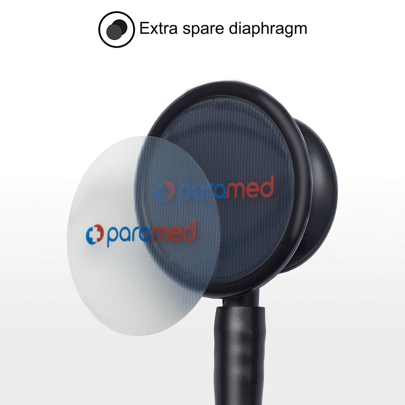[Australia] - PARAMED Stethoscope - Classic Dual Head - for Doctors, Nurses, Med Students, Professional Pediatric, Medical, Cardiology, Home Use - Extra Diaphragm, 4 Eartips, Accessory Case, Name Tag - 29.5 inch 