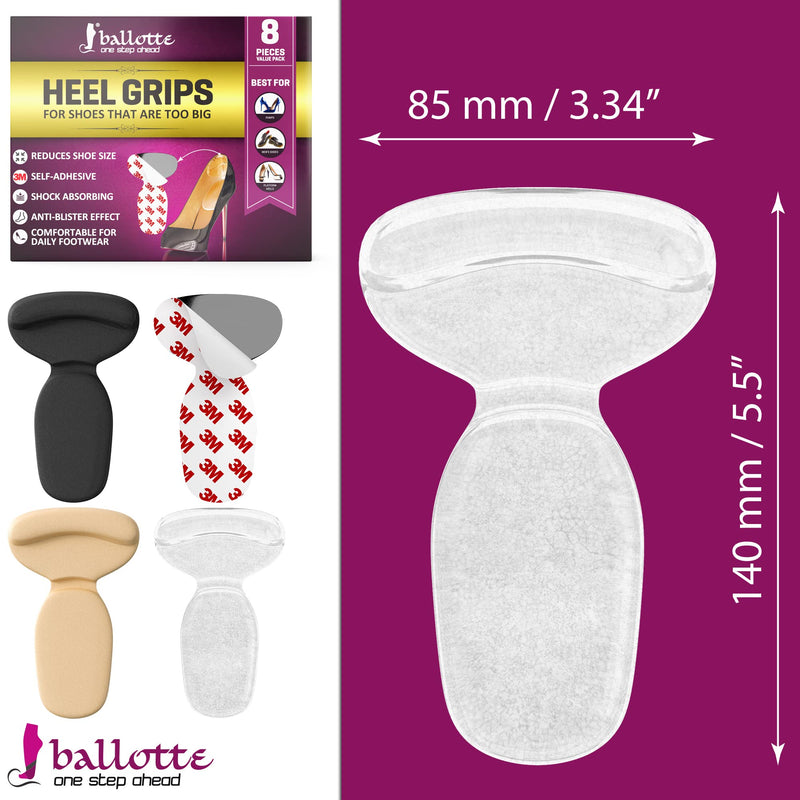 [Australia] - Reusable Heel Inserts for Women and Men [Extra Soft Heel Protectors] Add Comfort and Extra Volume for Loose Shoes, Self-Adhesive and Shock Absorbing Heel Pads Beige-Black-Clear 