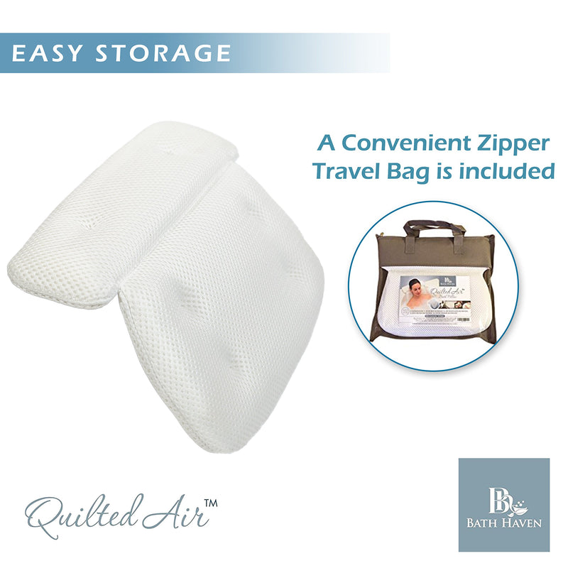[Australia] - QuiltedAir Bath Pillow - Luxury Bathtub Pillow with 3D Air Mesh Technology, Machine Washable - Quick-Drying and Includes Washing Bag and Travel Case (Classic) 